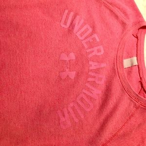 Pink long sleeve under armour girls tee